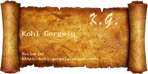 Kohl Gergely névjegykártya